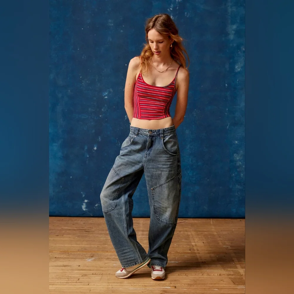 Urban Outfitters/BDG Bella Baggy Carpenter Jean Size 26 in Blue Denim NWT in pac